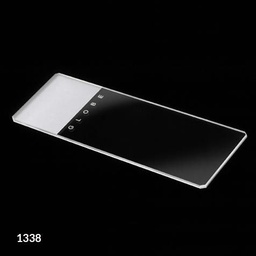 [GB 1338] Lámina Porta-Objeto esmerilada en un extremo y dos lados, con bordes biselados y esquinas recortadas. Globe Scientific (USA).  