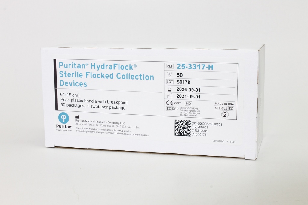 Hydraflock 6" Hisopo Estéril Con Punta Absorbente para Recolección de Muestras Biológicas. Puritan (USA).