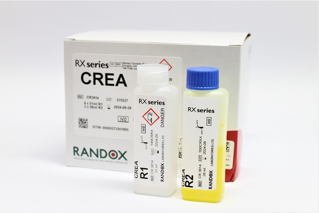 Reactivo para Creatinina Rx (Jaffe Líquido) Randox (UK).