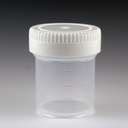 Recipiente para Muestras PP Graduado 20 ml, Diámetro 35 mm, Con Tapa Rosca Blanca. Globe Scientific (USA). Caja X 1000 Unidades