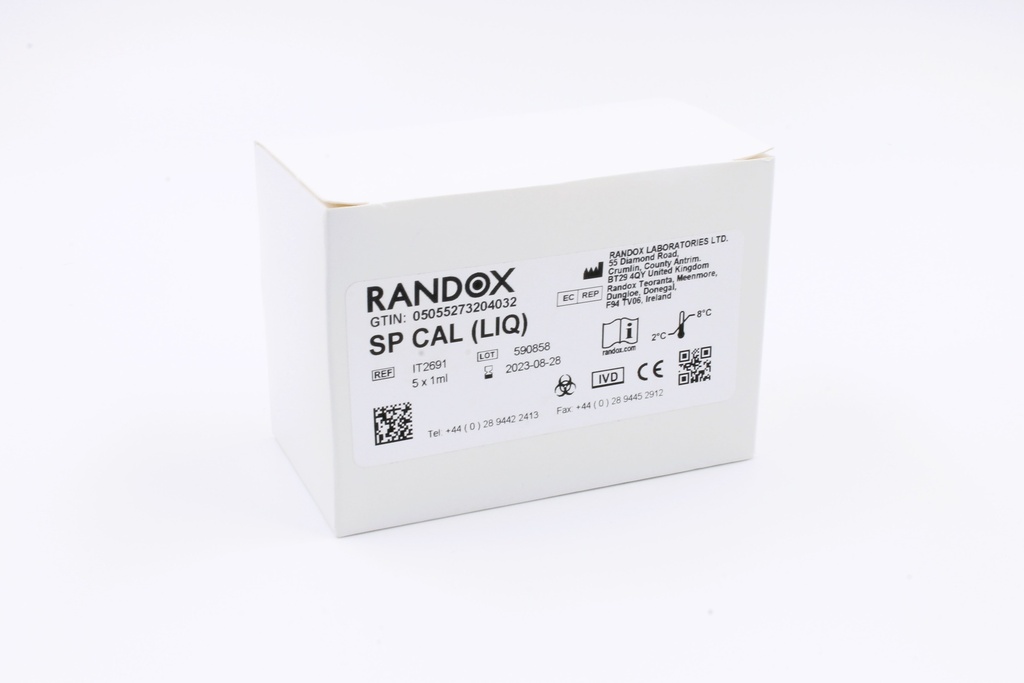 Calibrador Series Proteínas Específicas: PCR, C3, C4, ASO, Transferrina, Ceruloplasmina, Haptoglobina. Rx (Liquido). Randox (UK).