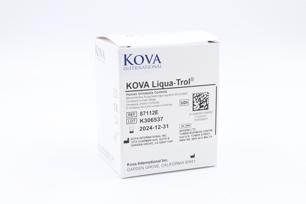 Control Tira Reactiva Orina, Kova Liqua Trol Nivel 1 (Anormal) y 2 (Normal). Incluye hCG. Kova (USA)