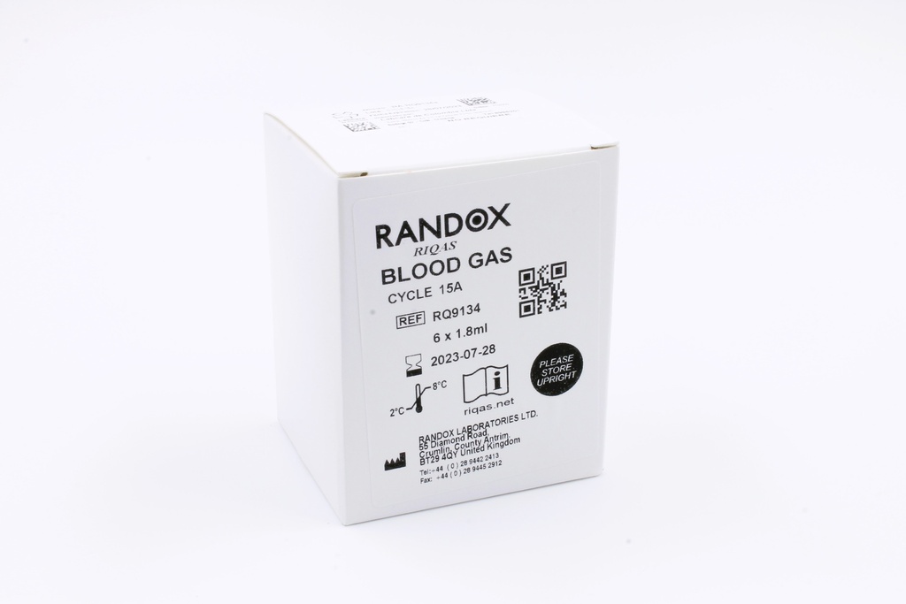 Control de Calidad Externo (Ensayo de Aptitud) RIQAS Gases Arteriales. 11 Mensurandos. Rep. 30. Randox (UK).