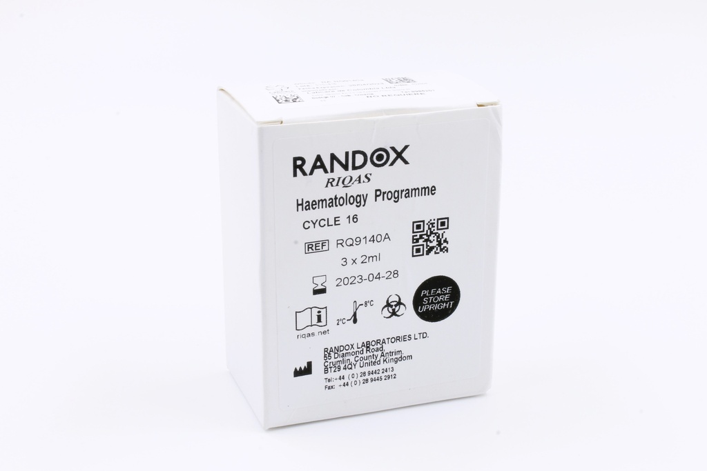 Control de Calidad Externo (Ensayo de Aptitud) RIQAS Hematología. 11 Mensurandos. Rep. 30. Randox (UK).