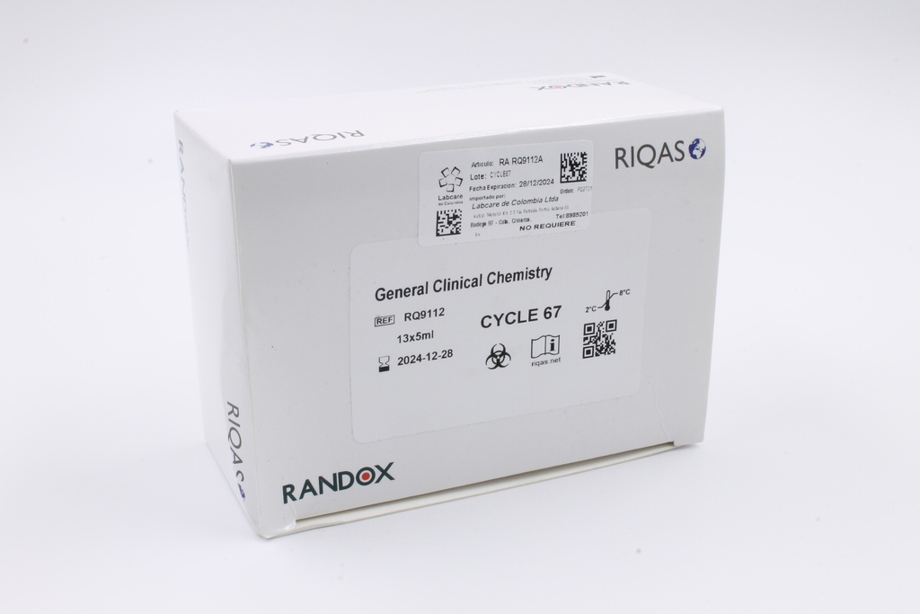 Control de Calidad Externo RIQAS Quimica Clinica. 10 Mensurandos. Rep. 15. Randox (UK).