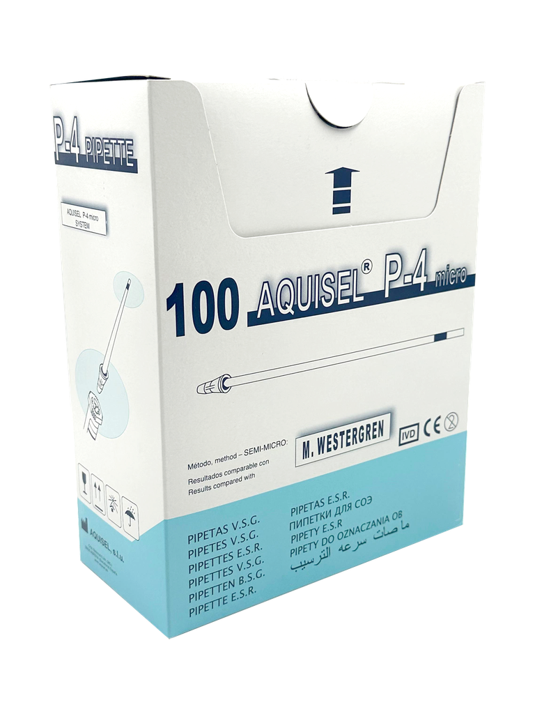 Aquisel Pipeta Westergren P-4 Micro-Dispette Con Tubo. Para VSG en Muestra Pediátrica. JP Selecta (España).