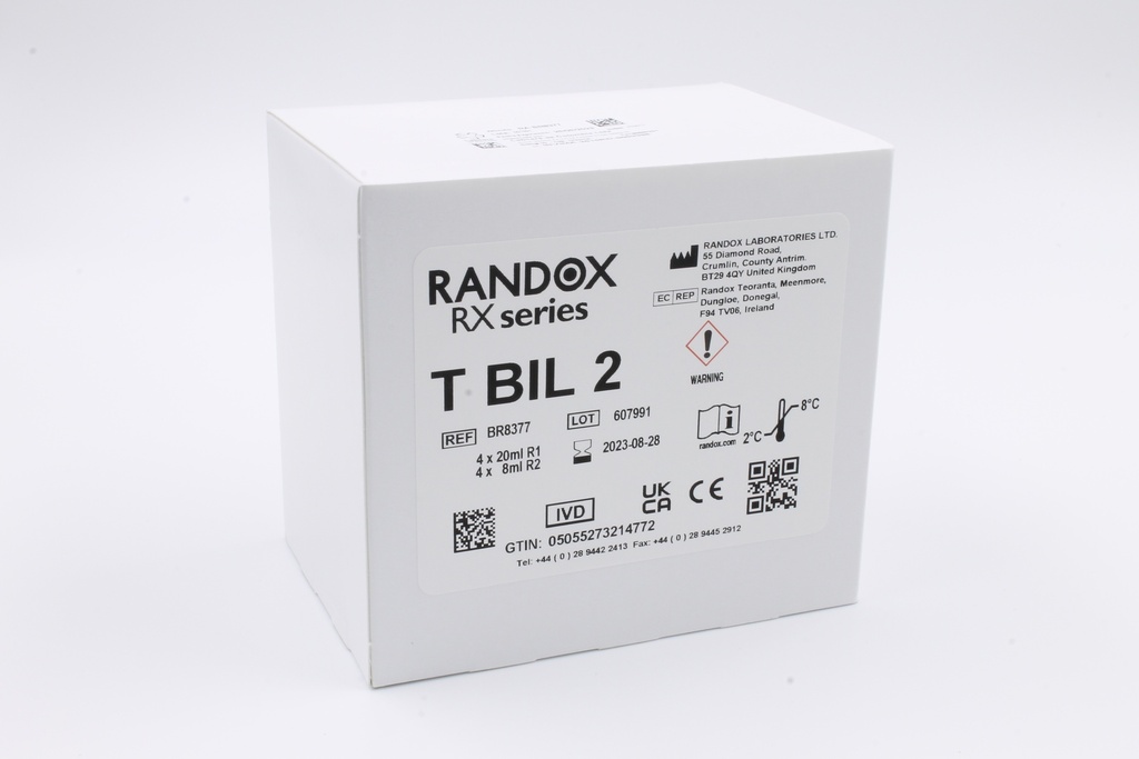 Reactivo para Bilirrubina Total Vanadato Rx Monaco. Randox (UK).