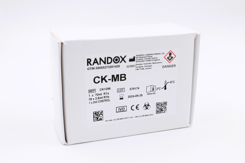 Reactivo para CK-MB (Inmunoinhibición). Incluye Control. Randox (UK).