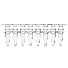 PCR 8-Strip Tubes, 0.2 ml, PP, Natural With Separate 8-Strip Flat Caps. Globe Scientific (USA)