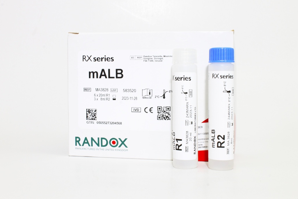 Reactivo para Microalbumina Rx (Inmunoturbidimetrica). Randox (UK).