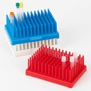 Peg Tube Rack, Reinforced PP, 13mm, 96-Place (117 Pegs), Blue. Globe Scientific (USA).