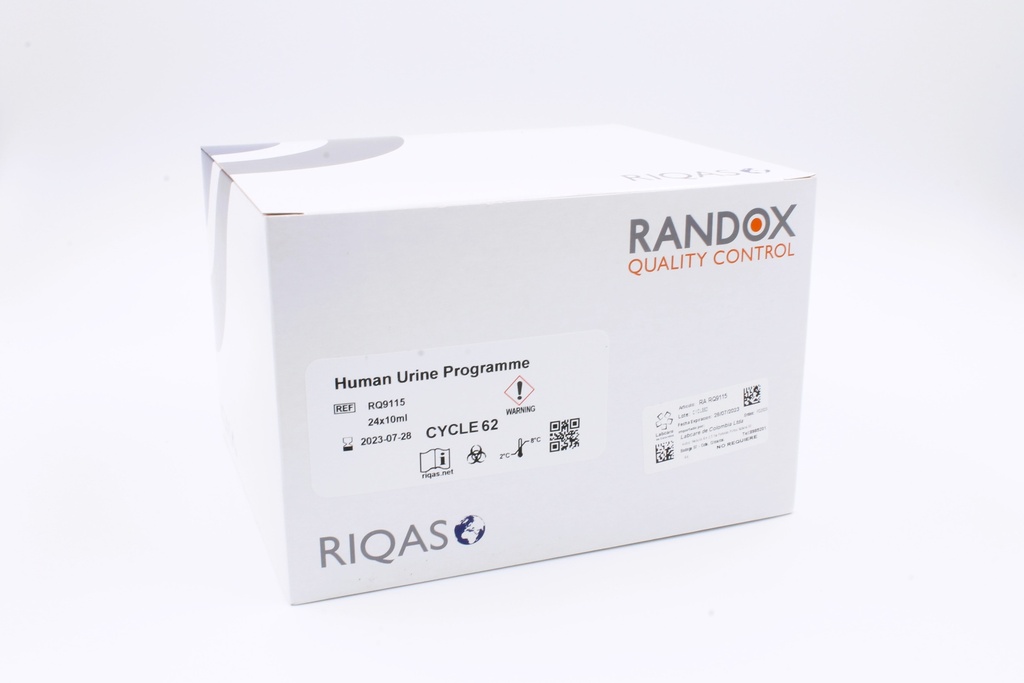 Control de Calidad Externo (Ensayo de Aptitud) RIQAS Metabolitos en Orina. 25 Mensurandos. Rep. 30. Randox (UK). 