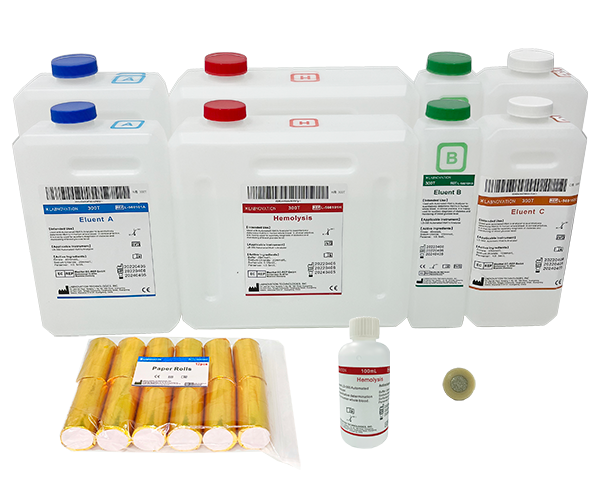 Kit Reactivos HbA1c LD-560 (Eluyente A - Eluyente B - Agente Hemolítico - Filtro de Columna). Labnovation