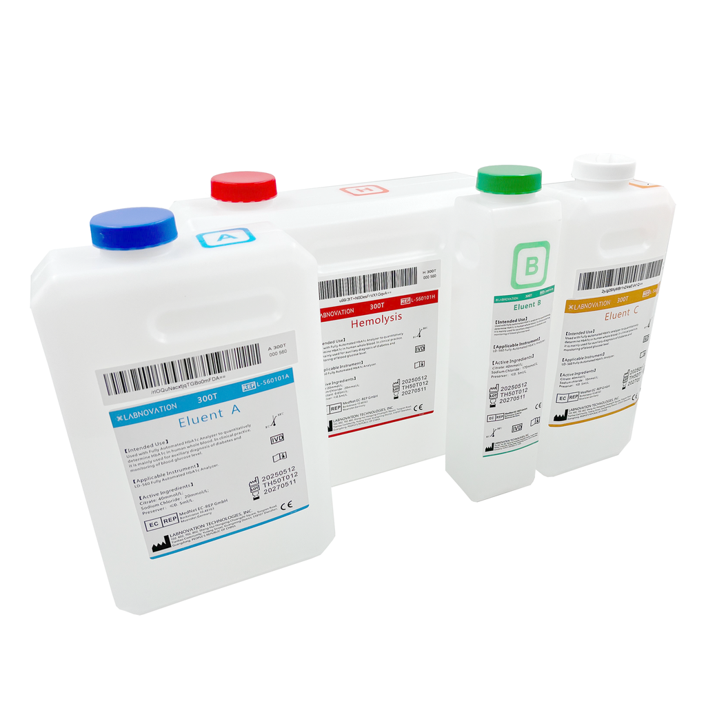 Kit Reactivo HbA1c LD-560 Modo Variantes (Eluente A-Eluente B-Eluente C-Agente Hemolítico-Filtro de Columna). Labnovation