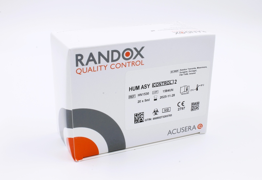 Control Ensayado Premium Humano Multianalitos Química Clínica Nivel 2. Randox (UK)
