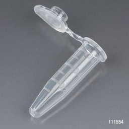 [GB 111554] Tubo PP de Microcentrifuga (Eppendorf) 0,5 ml, Graduada, Con Tapa Adjunta, Libre de DNAsa, RNAsa y Pirógenos. Certificada.  Globe Scientifc (USA).