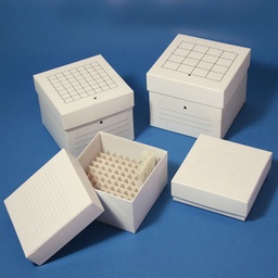 [GB 3095] Gradilla Freezebox 81(Carton), para Almacenamiento de Crioviales de 13mm. 81 Posiciones (9X9). Globe Scientific (USA).