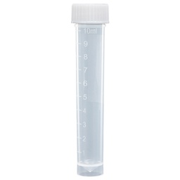 [GB 6102] Tubo Plástico (PP) para muestras líquidas. 10 ml Fondo Redondo Autostanding, Graduado. Globe Scientific (USA). 