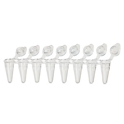 [GB PCR-DL-02FW] DiamondLink 0.2mL 8-Strip Tubes, with Individually-Attached Flat Caps, White. Globe Scientific (USA). 